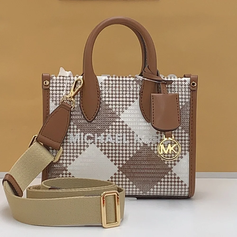 Michael Kors Mirella Extra-Small Logo Crossbody XBODY Shopper Bag Luggage NWT
